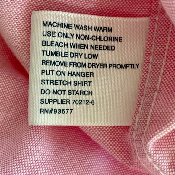 Stafford Travel Wrinkle Free Pink Oxford Long Sleeve Button Down Shirt Neck 17 - Picture 7 of 7